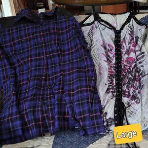 2 WOMENS HARLEY DAVIDSON BUTTON UP SHIRT
